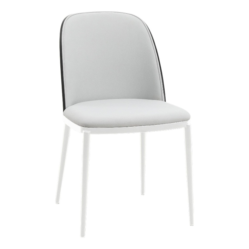 LeisureMod Tule Modern Dining Chair with Velvet Seat Black/Platinum Blue