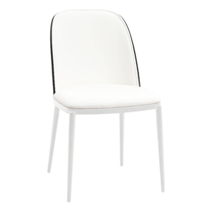 LeisureMod Tule Modern Dining Chair with Leather Seat Black/White