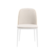 LeisureMod Tule Dining Chair with Velvet Seat Natural Wood/Beige