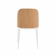 LeisureMod Tule Dining Chair with Velvet Seat Natural Wood/Beige