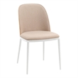 LeisureMod Tule Modern Dining Chair with Velvet Seat Natural Wood/Brown