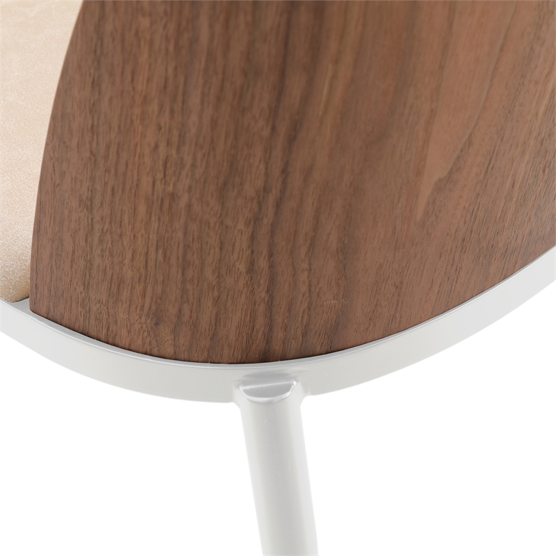 LeisureMod Tule Modern Dining Chair with Leather Seat Walnut/Light Brown