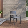 LeisureMod Chelsea Aluminum Patio Dining Armchair with Cushions in Black