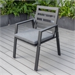 LeisureMod Chelsea Aluminum Patio Dining Armchair with Cushions in Black