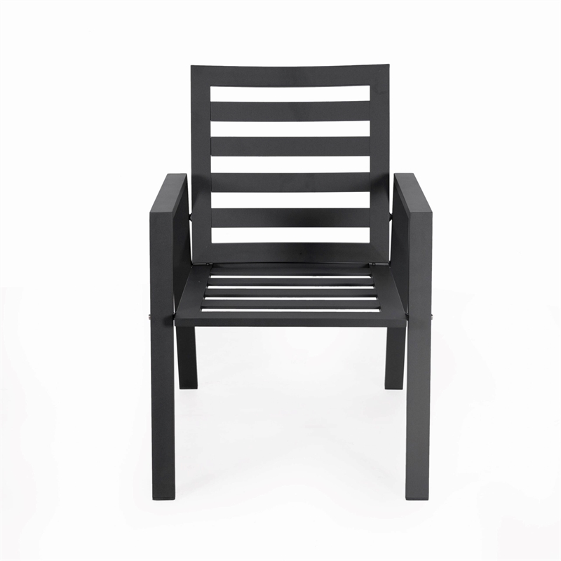 LeisureMod Chelsea Aluminum Patio Dining Armchair with Cushions in Blue