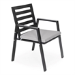 LeisureMod Chelsea Aluminum Patio Dining Armchair with Cushions in Light Gray