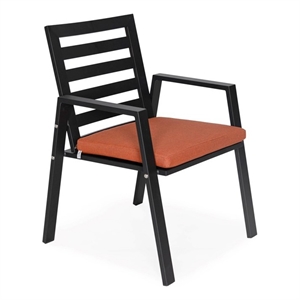 leisuremod chelsea aluminum patio dining armchair with cushions in orange