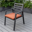 LeisureMod Chelsea Aluminum Patio Dining Armchair with Cushions in Orange