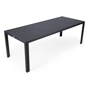LeisureMod Chelsea 87&quot Rectangular Outdoor Aluminum Dining Table in Black