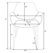 LeisureMod Markley Leather Dining Armchair With Metal Legs in Light Gray
