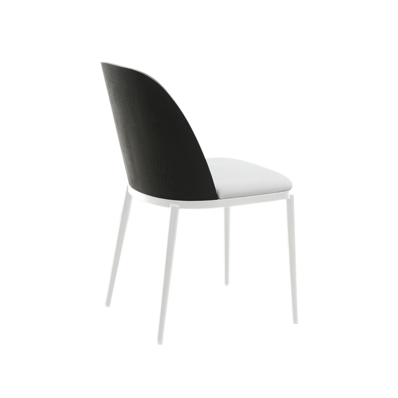 LeisureMod Tule Dining Chair with Velvet Seat Black/Platinum Blue Set of 2