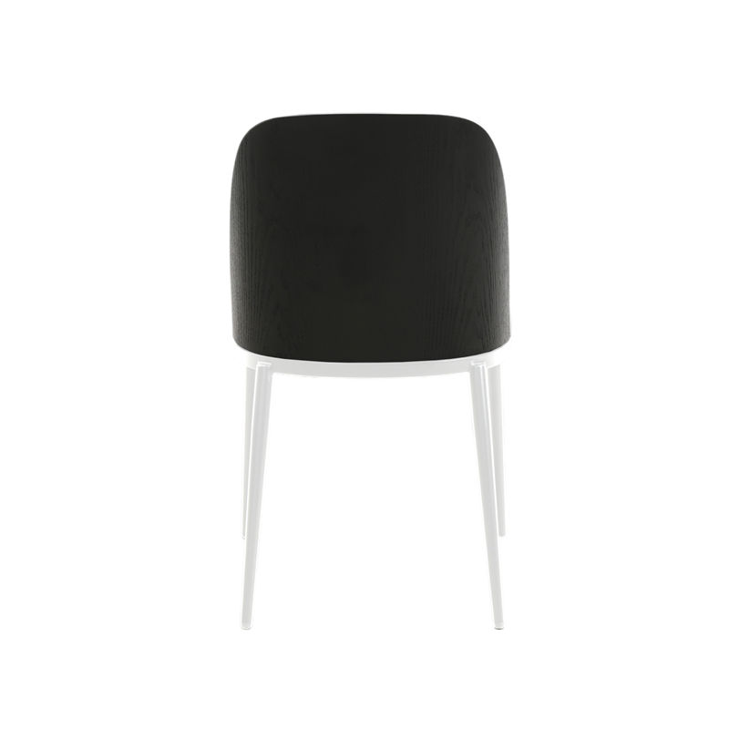 LeisureMod Tule Dining Chair with Velvet Seat Black/Platinum Blue Set of 2