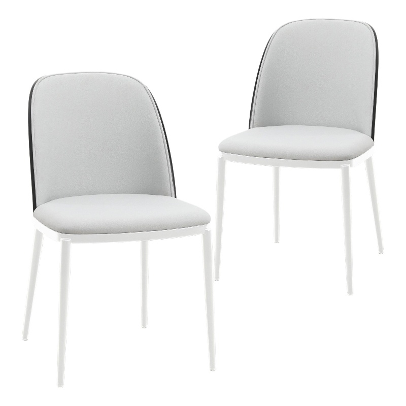 LeisureMod Tule Dining Chair with Velvet Seat Black/Platinum Blue Set of 2