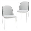 LeisureMod Tule Dining Chair with Velvet Seat Black/Platinum Blue Set of 2