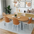 LeisureMod Tule Dining Chair with Velvet Seat Natural Wood/Brown Set of 2