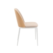 LeisureMod Tule Dining Chair with Velvet Seat Natural Wood/Brown Set of 2