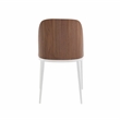 LeisureMod Tule Dining Chair with Leather Seat Walnut/Light Brown Set of 2