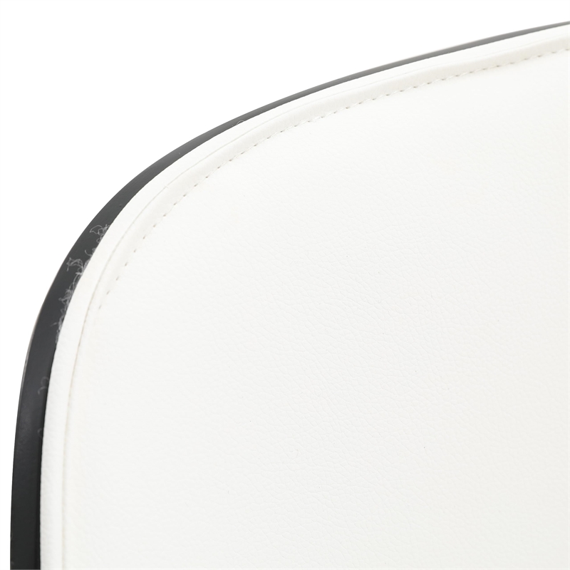 LeisureMod Tule Dining Chair with Leather Seat Black/White Set of 4