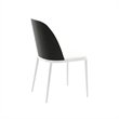 LeisureMod Tule Dining Chair with Leather Seat Black/White Set of 4