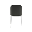 LeisureMod Tule Dining Chair with Leather Seat Black/White Set of 4