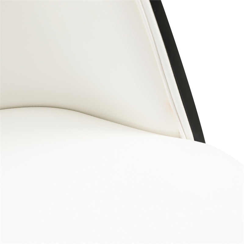 LeisureMod Tule Dining Chair with Leather Seat Black/White Set of 4