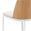 LeisureMod Tule Dining Chair with Velvet Seat Natural Wood/Beige Set of 4