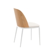LeisureMod Tule Dining Chair with Velvet Seat Natural Wood/Beige Set of 4
