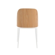 LeisureMod Tule Dining Chair with Velvet Seat Natural Wood/Beige Set of 4