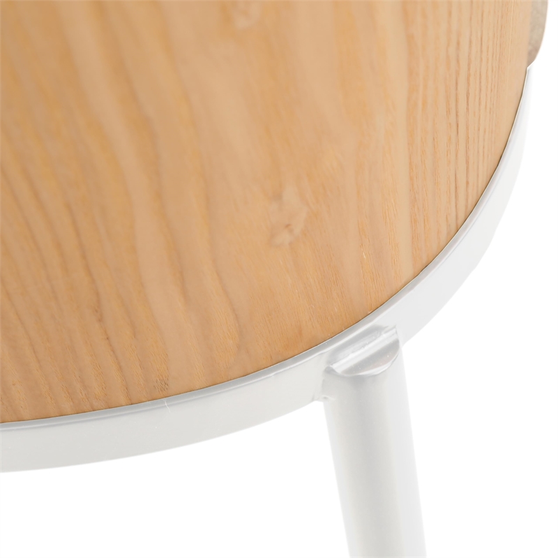 LeisureMod Tule Dining Chair with Velvet Seat Natural Wood/Brown Set of 4