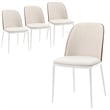 LeisureMod Tule Dining Chair with Velvet Seat Walnut/Beige Set of 4