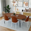LeisureMod Tule Dining Chair with Velvet Seat Walnut/Beige Set of 4