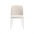 LeisureMod Tule Dining Chair with Velvet Seat Walnut/Beige Set of 4