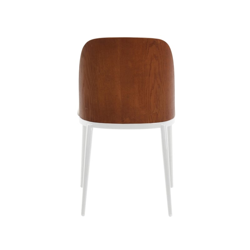 LeisureMod Tule Dining Chair with Velvet Seat Walnut/Beige Set of 4