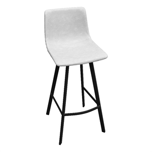 LeisureMod Elland 29.9&quot Upholstered Faux Leather Bar Stool in Light Gray
