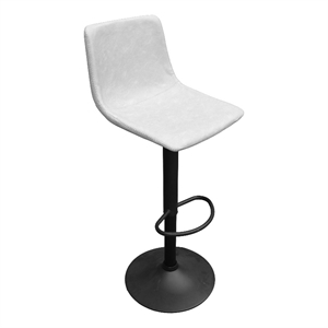 LeisureMod Tilbury Adjustable Height Faux Leather Bar Stool in Light Gray