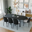 LeisureMod Tule 9-Piece Dining Set with Leather Seat Black/White