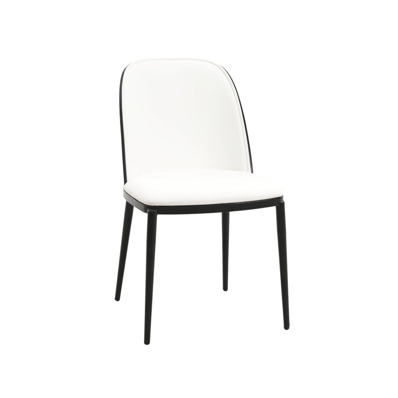 LeisureMod Tule 9-Piece Dining Set with Leather Seat Black/White