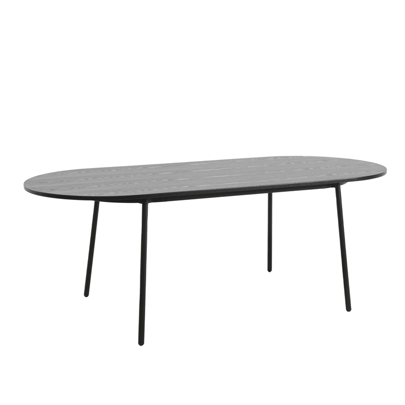 LeisureMod Tule 9-Piece Dining Set with Leather Seat Black/White