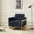 LeisureMod Lincoln Modern Boucle Arm Chair with Gold Stainless Steel Frame Blue