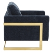 LeisureMod Lincoln Modern Boucle Arm Chair with Gold Stainless Steel Frame Blue