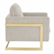 LeisureMod Lincoln Modern Boucle Arm Chair with Gold Stainless Steel Frame Gray