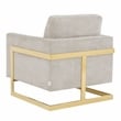 LeisureMod Lincoln Modern Boucle Arm Chair with Gold Stainless Steel Frame Gray