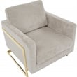 LeisureMod Lincoln Modern Boucle Arm Chair with Gold Stainless Steel Frame Gray