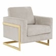 LeisureMod Lincoln Modern Boucle Arm Chair with Gold Stainless Steel Frame Gray