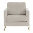 LeisureMod Lincoln Modern Boucle Arm Chair with Gold Stainless Steel Frame Gray