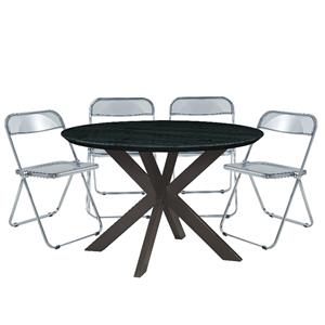 leisuremod lawrence 5-pc dining set with plastic chairs & round table
