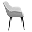 LeisureMod Markley Faux Leather Dining Armchair Metal Legs Set of 4 Light Gray