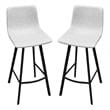 LeisureMod Elland Modern Upholstered Faux Leather Bar Stool Light Gray Set of 2