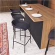LeisureMod Servos Barstool with Faux Leather Seat and Iron Frame Black