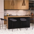 LeisureMod Servos Barstool with Faux Leather Seat and Iron Frame Black